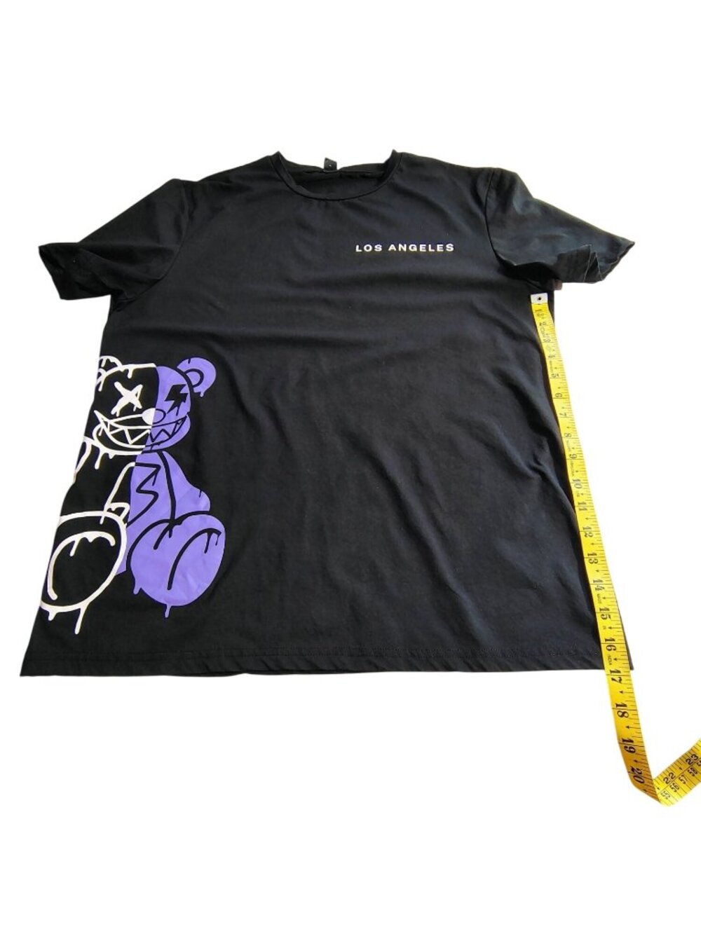 Shein Mens Black Graphic Tee Los Angeles Design Size L Lightweight, breathable - Picture 4 of 7
